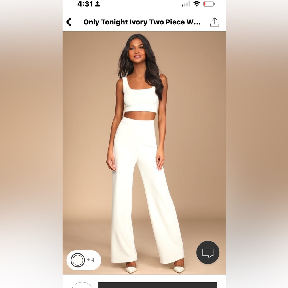 Lulus Only Tonight Ivory Two-Piece Wide-Leg Jumpsuit